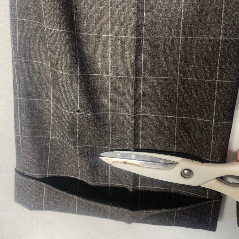 Zanella Todd Super 130s Wool Dress Pants 40x30 Gray Pleated Windowpane Italy - Picture 15 of 15